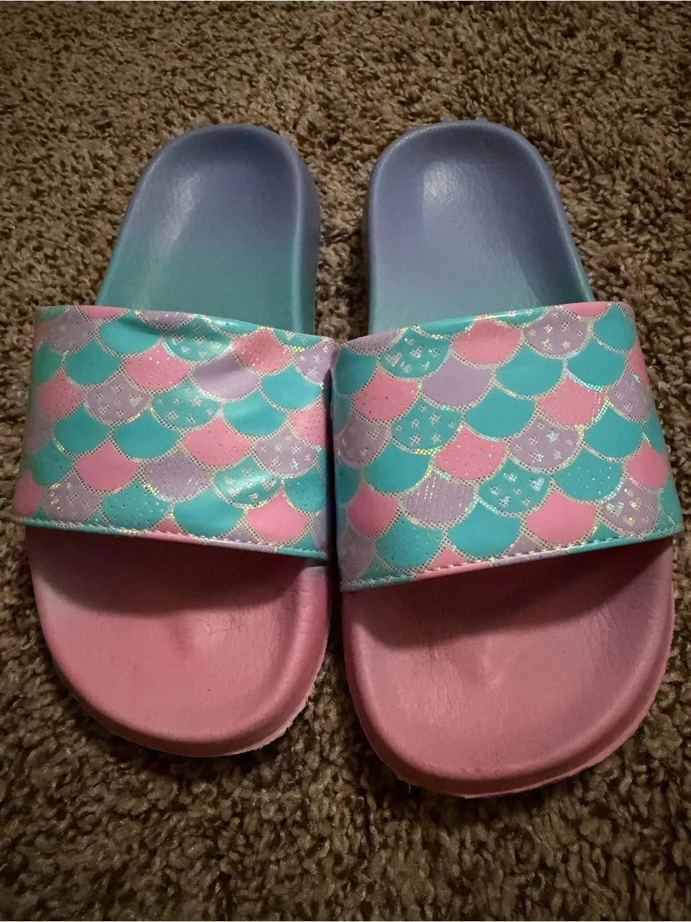 Kids Mermaid Slide Sandals - Pink & Teal